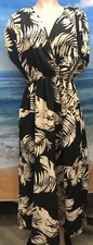 NWT Cupshe Black Cover up Long Dress Size Medium Brown Tan Floral