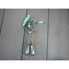 VTG 1960's Chrome Hand Mixer Beater Teal Stainless Steel USA MADE