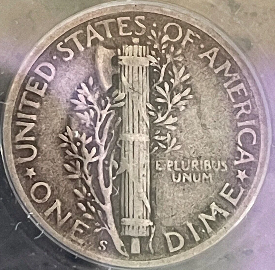 FS-504  Cherrypickers ANACS VF20 1945 S IMM-001 Mercury Dime Inverted Mint Mark - Image 2 of 3