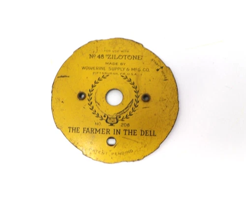 1930'S Wolverine 48 Zilotone Farmer in the Dell Disc No. 208 Antique/Vtg Music