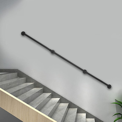 Pipe Stair Handrail,8 Feet Wall Mount Black Galvanized Industrial Iron Loft Pipe