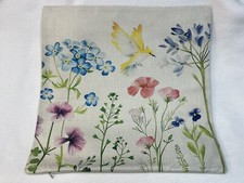 Garden Floral Hummingbird Meadow Linen Throw Pillow Cover Holiday HOME Decor