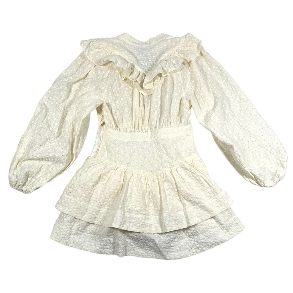 Shona Joy Magnolia Frill A Line Mini Dress Ivory Eyelet Ruffle