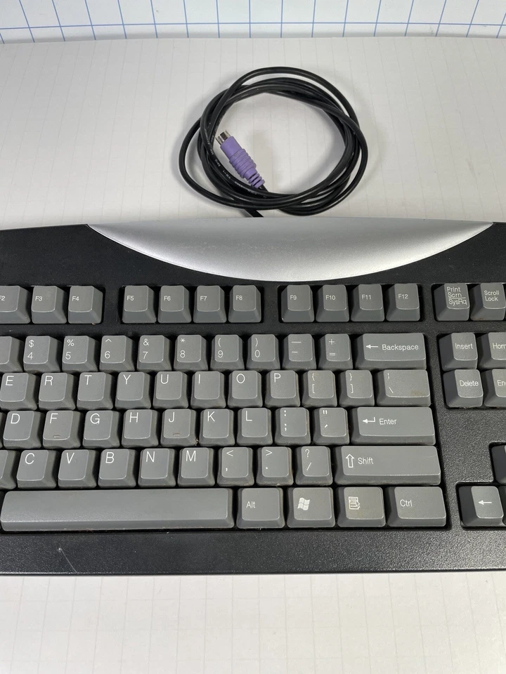 Vintage Gateway Computer Keyboard SK-9921 - Wired - Dark Grey And Silver -Works - Image 3 of 4