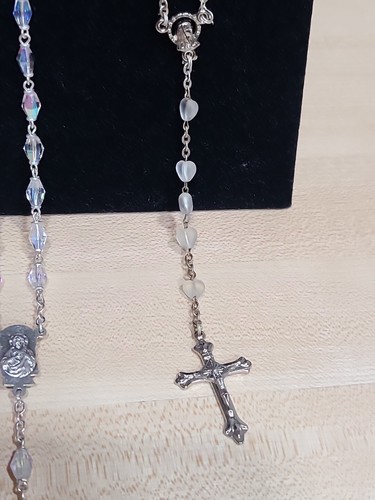 Lot 9x Jesus Beaded Cross Rosary Lariat Necklace SS Crucifix Saints Made Italy - Picture 18 of 22