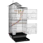 39'' Metal Bird Cage Parrot Cockatiel House Birdcage with Perches Toys Black