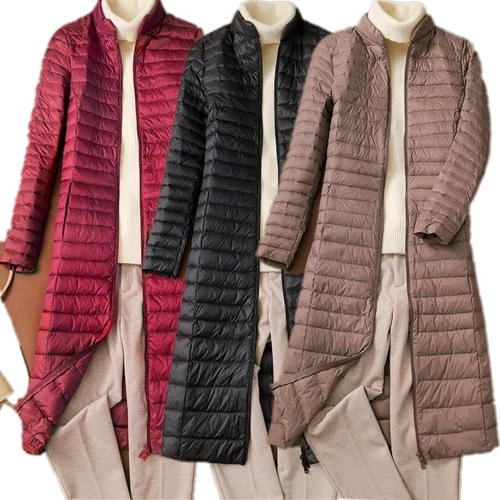 Packbare ultraleichte Damen-Daunenjacke Parka Winter gefütterte lange Mäntel USA - Bild 2 von 14