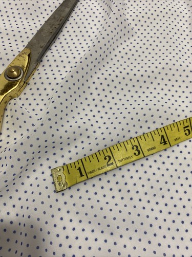 *NUOVO * Abito/tessuto artigianale blu morbido / bianco chiffon stampa a pois chiffon * P&P GRATUITO* - Foto 6 di 8