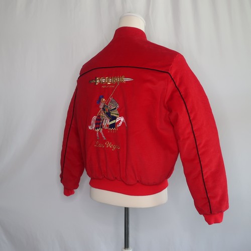 Chaqueta de Pana Roja Excalibur Hotel Casino Las Vegas De Colección Años 90 Talla L Bombardero Hipster - Imagen 8 de 9