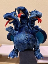 Folkmanis Blue Three Headed Dragon Hand Puppet Plush Hydra Stuffed Animal 11"