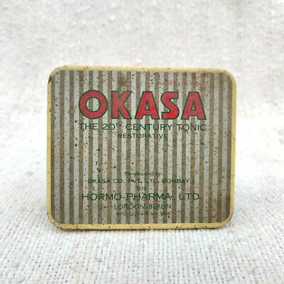 1940er Vintage Okasa Co. Indien Für Hormo Pharma London Werbe Blechdose TB534