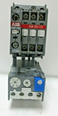 ABB NON-REVERSING CONTACTOR A9-30-10,1000 VAC, 26 AMP, TA25,CA5-01 CONTACT BLOCK