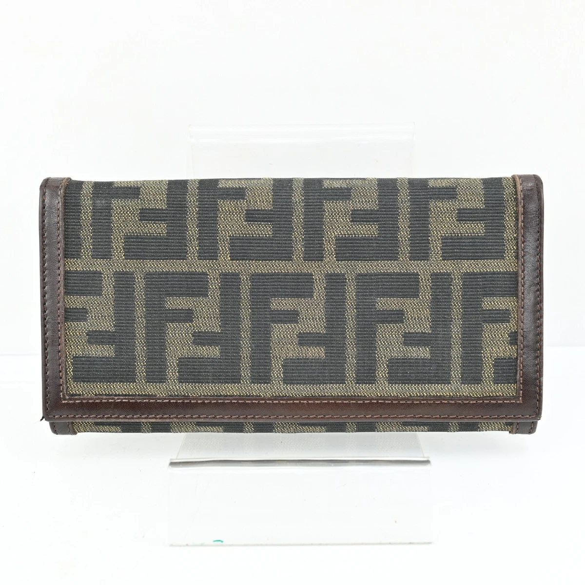 Authentic FENDI Zucca Pattern Wallet Purse Canvas Leather J1764YS407