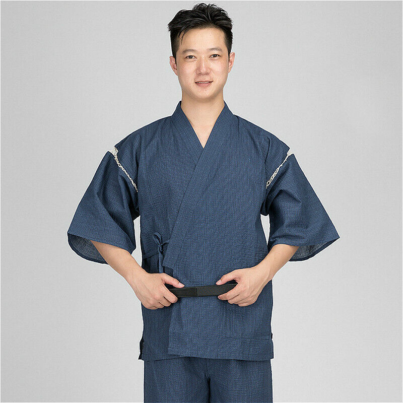 Men Casual Japanese Kimono Yukata Long Bathrobe Comfort Pajamas