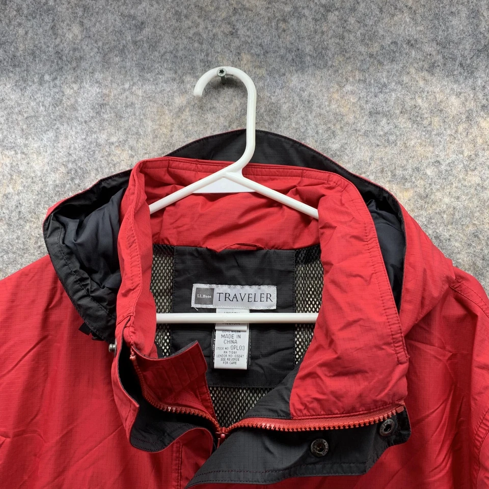 Jaqueta LL Bean masculina média adulta vermelha zíper completo viajante ao ar livre trench coat - Imagem 3 de 4