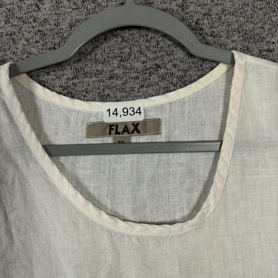 亚麻女式中号白色 100% 真丝夏季束腰背心 — 第 4/4 张图片