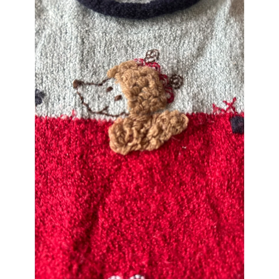 Suéter Tejido Deux Par Deux Niñas Oso de Peluche y Diseño Corazón Rojo Azul Marino Gris Pequeño Foto 2 de 4