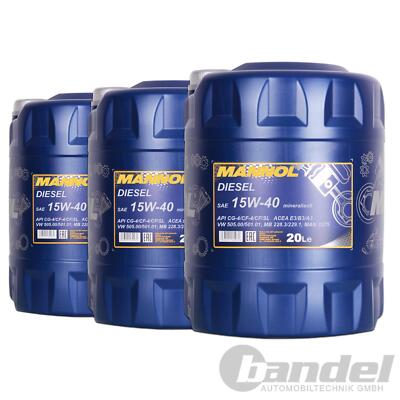 3x20 LITER SAE 15W40 MANNOL DIESEL MOTORÖL passend für BENZIN & DIESELMOTOREN