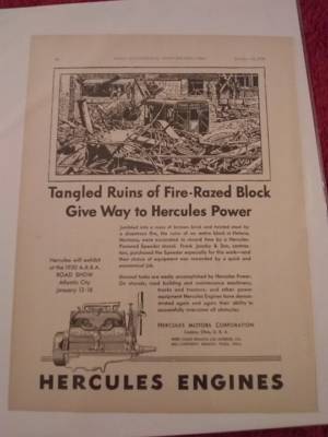 Vintage 1929 Hercules Engines Ad Advertisement: Speeder Shovel in Helena MT