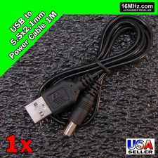 USB A Male to 5.5x2.1mm Male Barrel Jack Power Black Cable 1 Meter Cord 5V R38