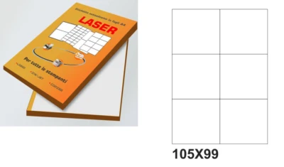 GIULIANI FORNITURE 100 FOGLI A4 CARTA ADESIVA 600 ETICHETTE 105X99 mm INKJET LASER