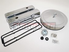 Chrome Engine Dress Up Kit For Sbc Chevy Stock Valve Covers Air Cleaner 283-400 Chrome Engine Dress Up Kit For Sbc Chevy Stock Valve Covers Air Cleaner 283-400