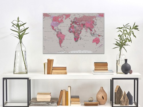 classic world map countries capitals canvas print art wall framed or print only - Picture 8 of 10