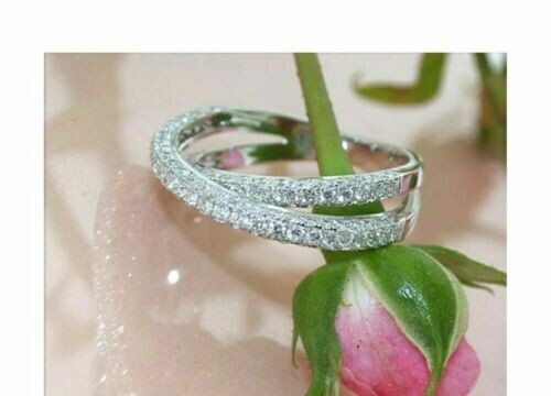 2Ct Round Cut Lab Created Diamond Band Women's Ring 14k White Gold Plated - Bild 6 von 7