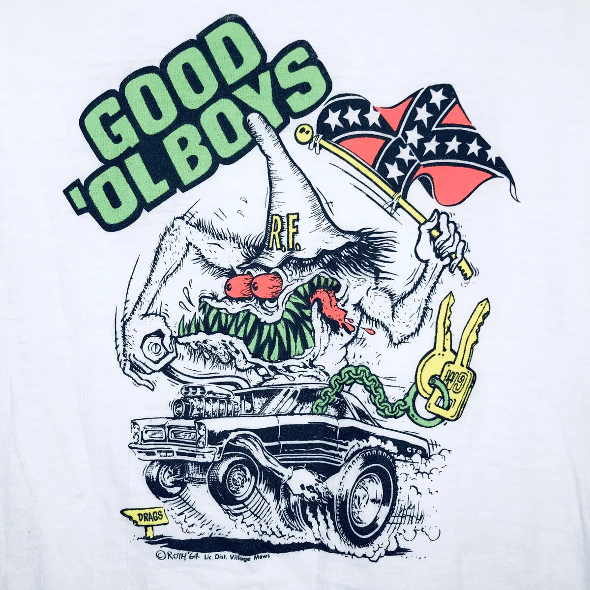 Rat Fink 1964 Ed Big Daddy Roth Hot Rod Drag Car Vintage T Shirt