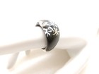 Lucite Dome Ring Fireworks? Cocktail Clear Reverse Painted  Black Vintage 7.25 — photo 4