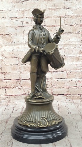 A Drummer Boy Confederate Civil War Soldier Real Bronze Sculpture Figurine - Picture 4 of 10