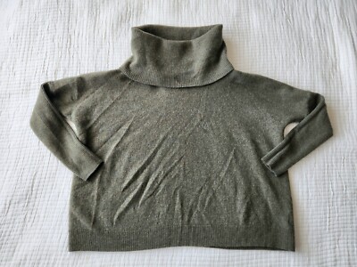 Cynthia Rowley 100% Extrafine Merino Wool Cowl Neck Pullover Sweater S/M Green