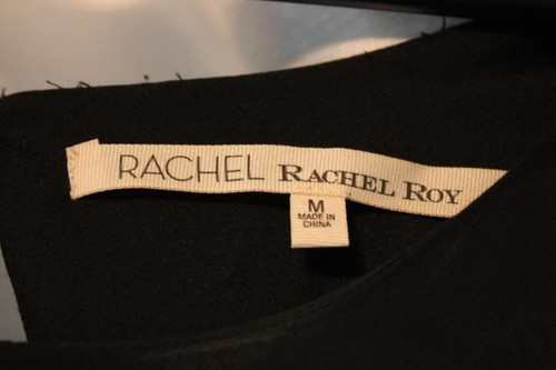 NWT Rachel Rachel Roy Black Sleeveless Tent Dress Sz M Fringe Bottom Org $129 - Picture 4 of 6