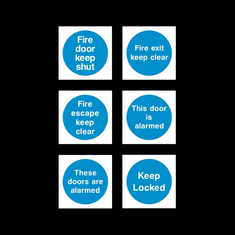 HEALTH&SAFETYDIRECT Fire Prevention Sign, Sticker - 85mm x 85mm - Fire Door, Escape, Keep Shut