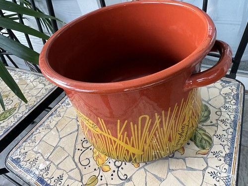 MCM Orange ENAMEL Stock POT LID STRAINER STEAMER Boiler Pasta Lobster Spaghetti - Picture 13 of 23