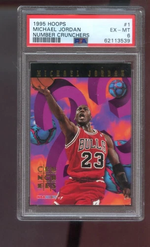 1995-96 Hoops Number Crunchers #1 Michael Jordan PSA 6 Graded Card 95 NBA INSERT