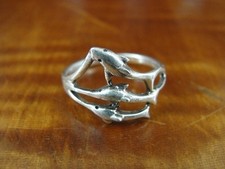 Trio of Dolphins Band Sterling Silver 925 Ring Size 6