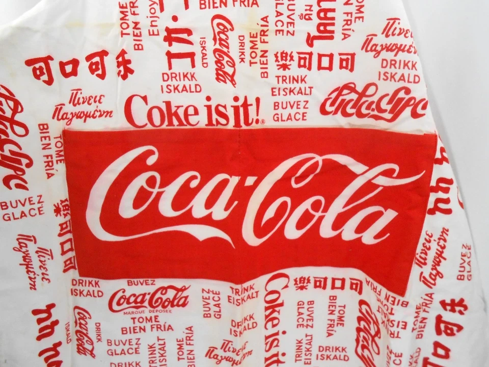 Coca Cola Vintage 1984 Script Logo White Red Kitchen BBQ Pocket Apron Leshner - Image 4 of 4