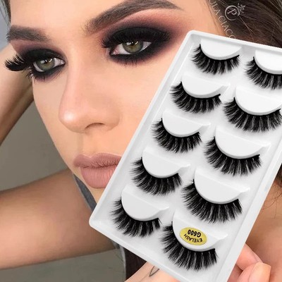 Natürlich voluminös: 3 oder 5 Paare 3D Faux Nerzhaar Wimpern, schwarz