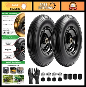 2-Pack 4.00-6 Pneus de brouette & Roues, 13" Remplacement pneumatique pour poids lourds