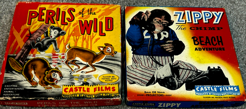 PERILS OF THE WILD / ZIPPY THE CHIMP - 2 x 200FT B/W - STANDARD 8MM FILM -CASTLE