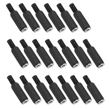 20Pcs 1/8" 3.5mm TRS Audio Female Plug, Mono Jack Plug Adapter, Black