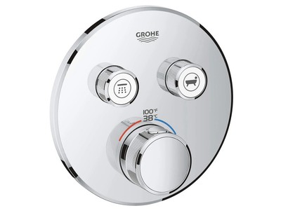 Grohe 29137000 Grohtherm SmartControl Dual Thermostatic Trim   Chrome   Sleek &