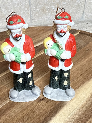 Vintage Emmett Kelly Miniature Collection Christmas Lot of 2 Mint!