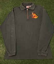 Vintage 90s Disney Winnie The Pooh Cartoon Embroidered 1/4 Zip Collared Shirt S