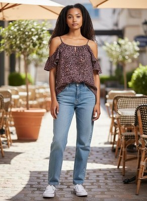 MICHAEL KORS Sleeveless Cold Shoulder Floral Print Blouse