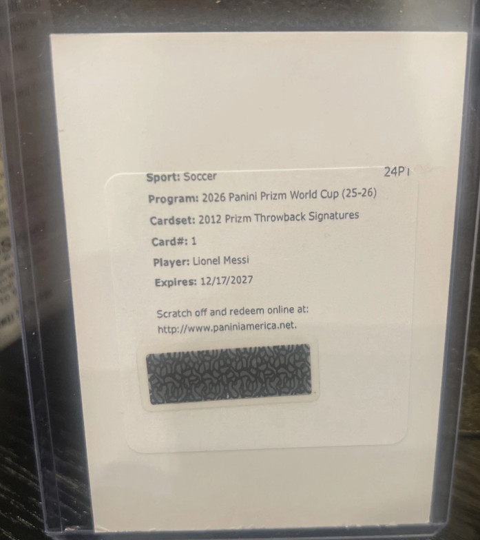 2026 Panini Prizm FIFA World Cup Lionel Messi 2012 Throwback Signature Auto