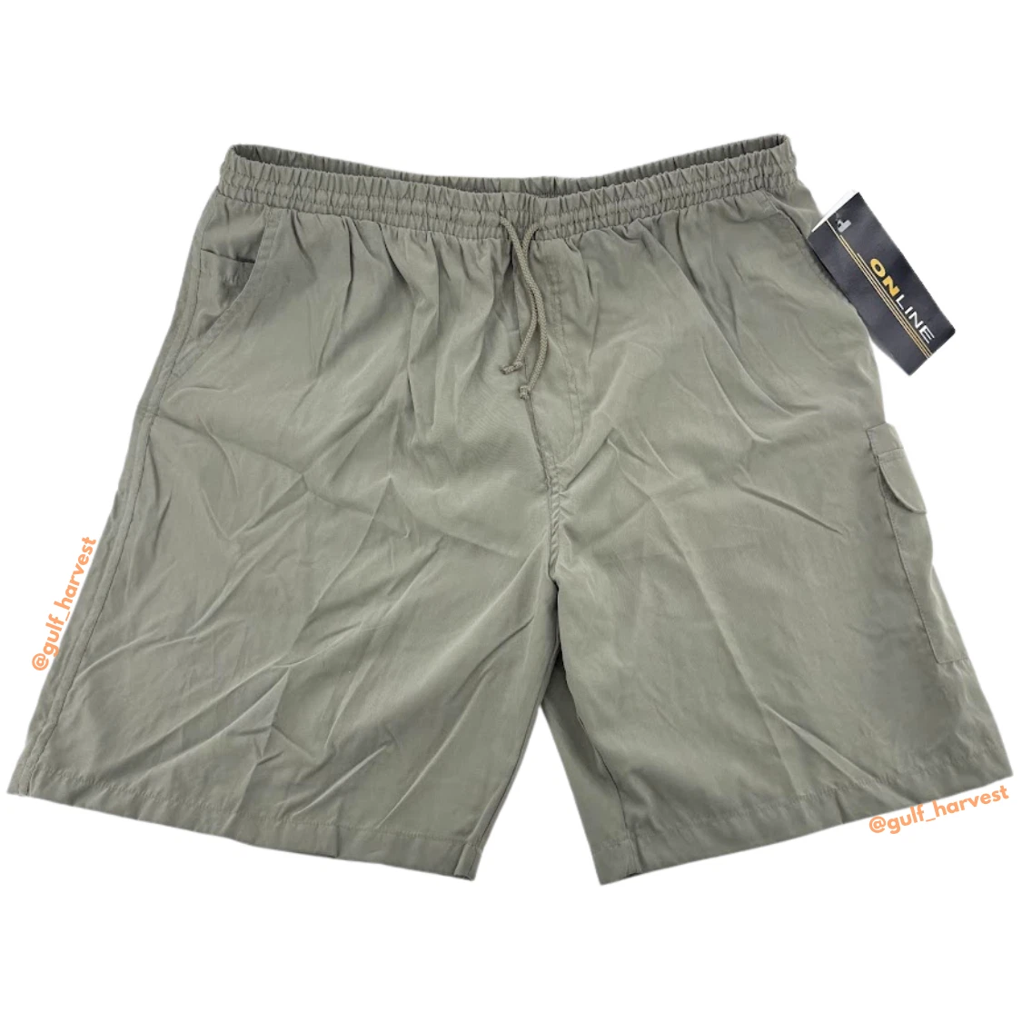 Vintage Online Men's Sage Elastic Waist Lined 8" River Shorts, Size Large L