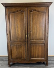 Wardrobe Vintage French Louis XVI Oak Double Door Carved Armoire LOT 4802