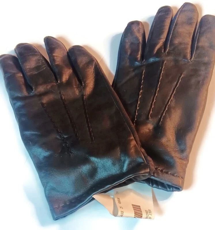 Aris Isotoner Men's Doublelure Lined Leather Gloves, Black, M/L.